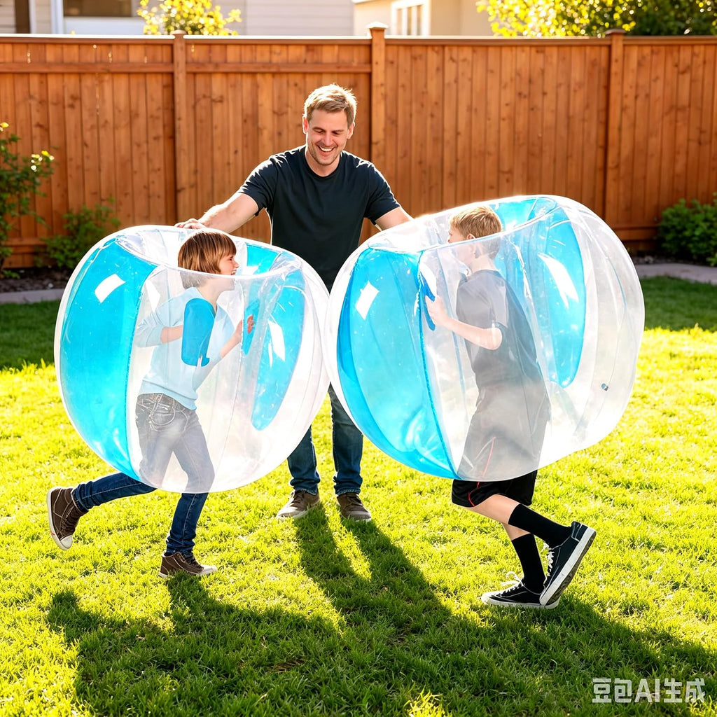 ZHUYNXIR 2 bolas de sumo para niños, juguetes de rebote de parachoques, bolas de sumo para niños, pelota de juego de césped para niños al aire libre (36 pulgadas, azul + azul)