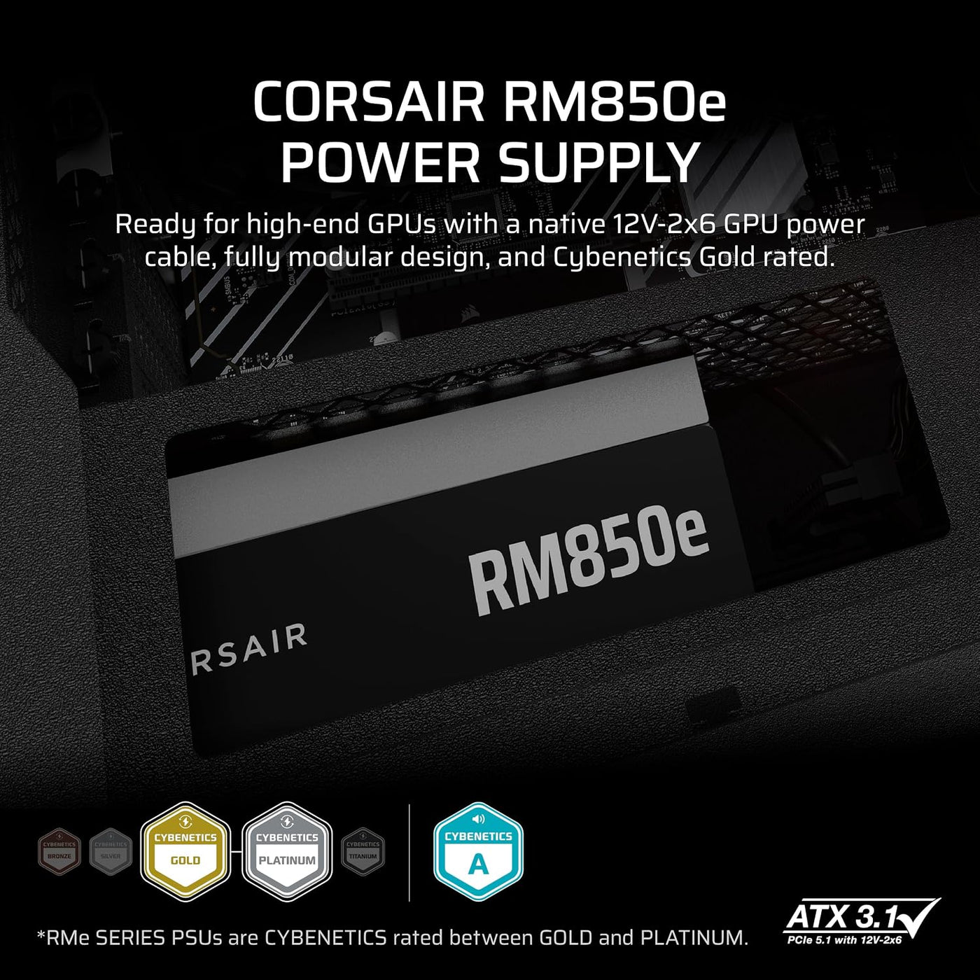 CORSAIR RM850e (2025) Fuente de alimentación ATX completamente modu...