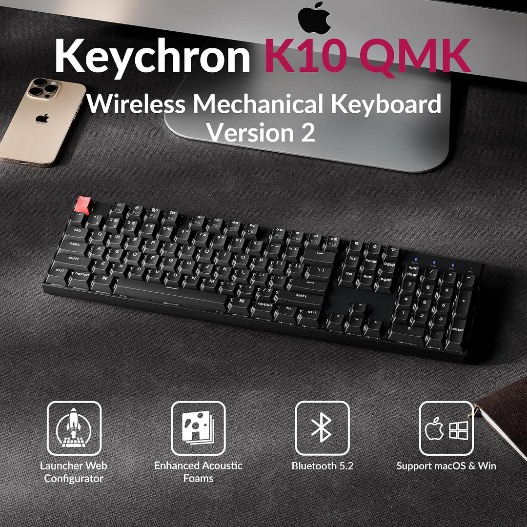 Keychron K10 versión 2 tamaño completo 104 teclas Bluetooth teclado...