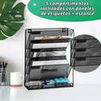 EaseOffice organizador de oficina vertical de 5 hileras, de material de red de metal, color negro, para la oficina o el hogar.