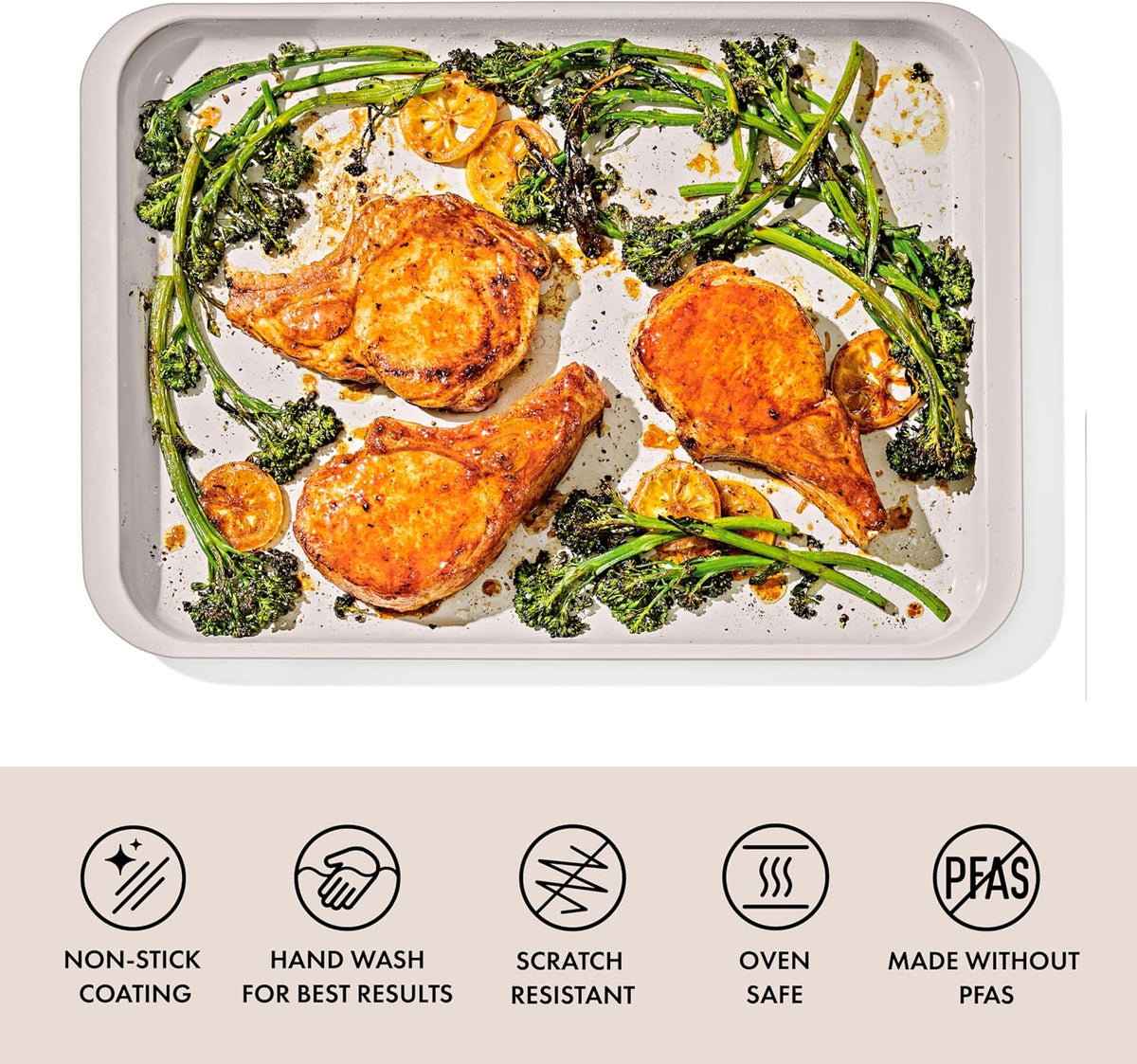 OXO Good Grips - Bandeja de media hoja antiadherente de metal recubierta de cerámica para hornear – Biscuit