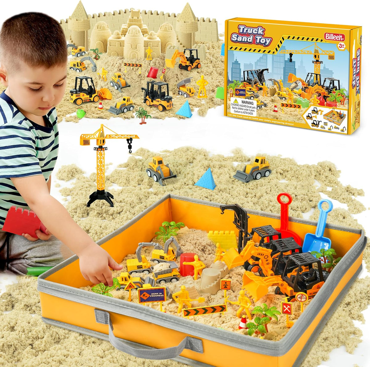 Kit de construcción de arena con caja de arena y contenedor