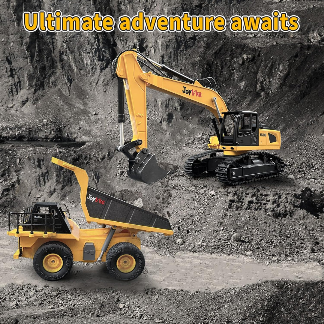 Excavadora RC y camión volquete vehículo de construcción