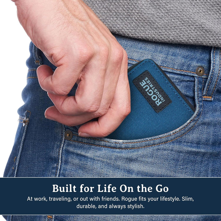 ROGUE WALLET Carteras interiores de cuero genuino para hombres, car...