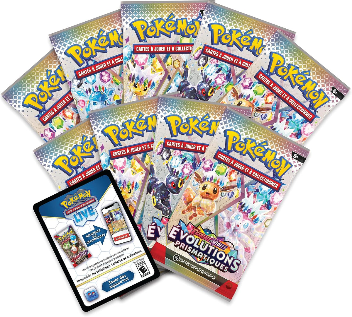 Pokémon: Scarlet & Purple Elite Trainer Set – Prismatic Evolutions of the Pokémon TCG (1 tarjeta promocional totalmente ilustrada, 9 paquetes de refuerzo y accesorios de juego premium)