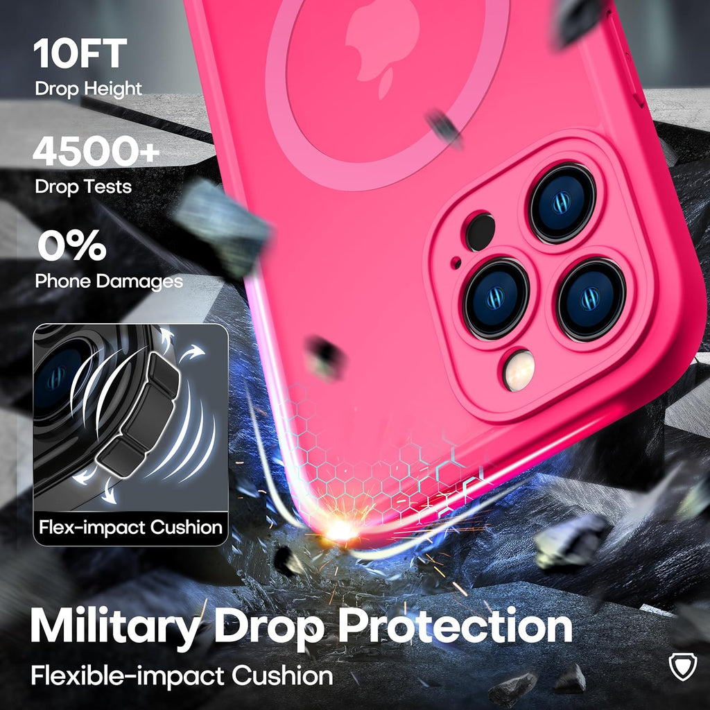 ImpactStrong Protector magnético diseñado para iPhone 13 Pro Max [protección de cámara] [prueba de caídas de grado militar] [compatible con MagSafe] Funda de teléfono delgada translúcida mate (6.7