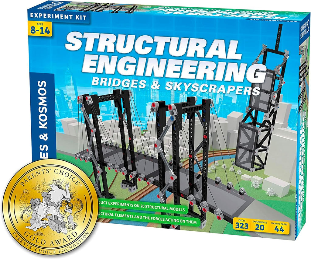 Thames & Kosmos Ingeniería Estructural: Puentes y Rascacielos | Kit de Ciencia e Ingeniería | Construir 20 modelos | Aprende sobre fuerza, carga, compresión, tensión | Ganador del premio de oro