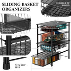 Simple Houseware Cajón organizador apilable de cesta deslizante, negro, 2 niveles