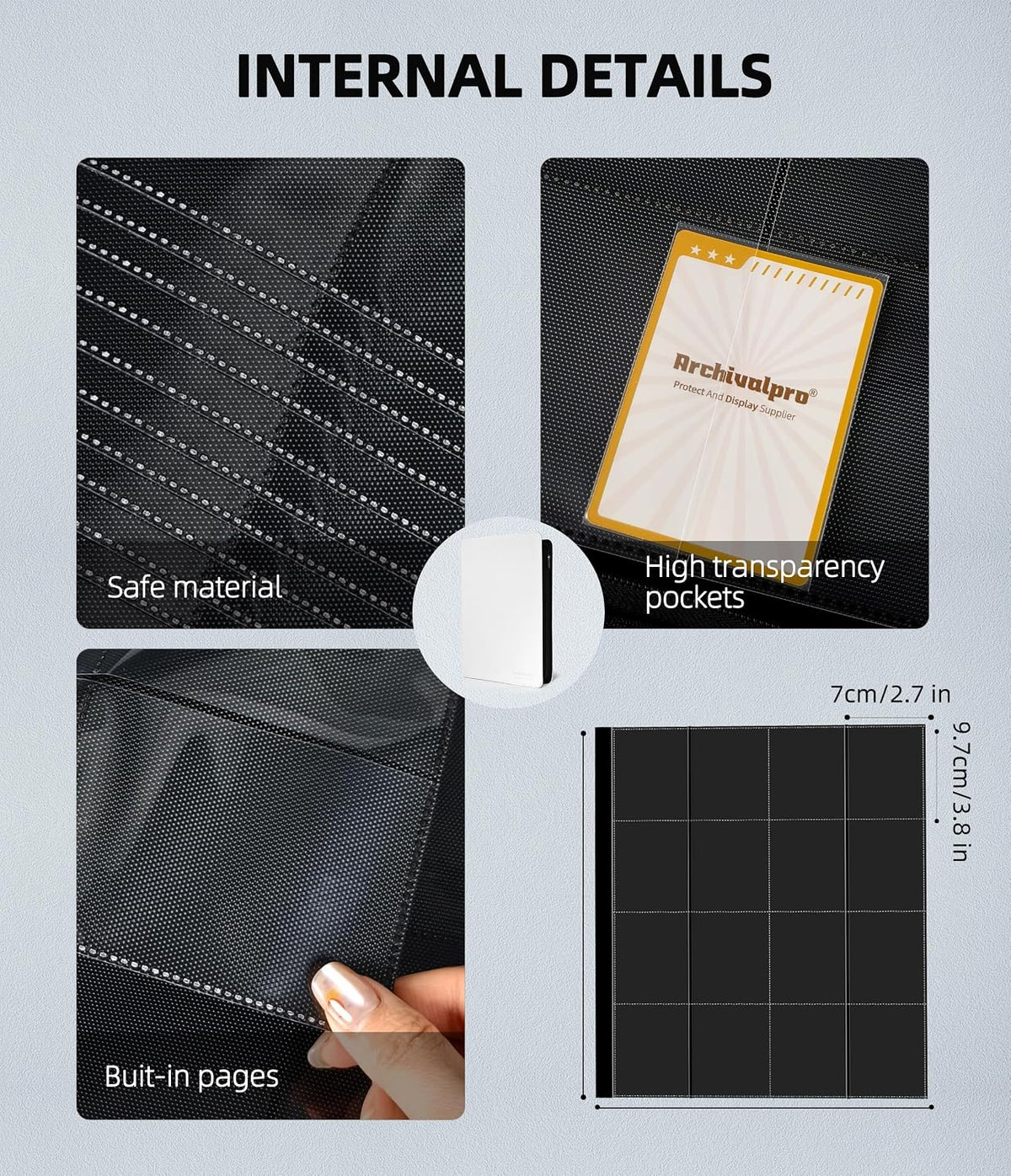 Carpeta de tarjetas con 16 bolsillos, carpeta de tarjetas coleccionables