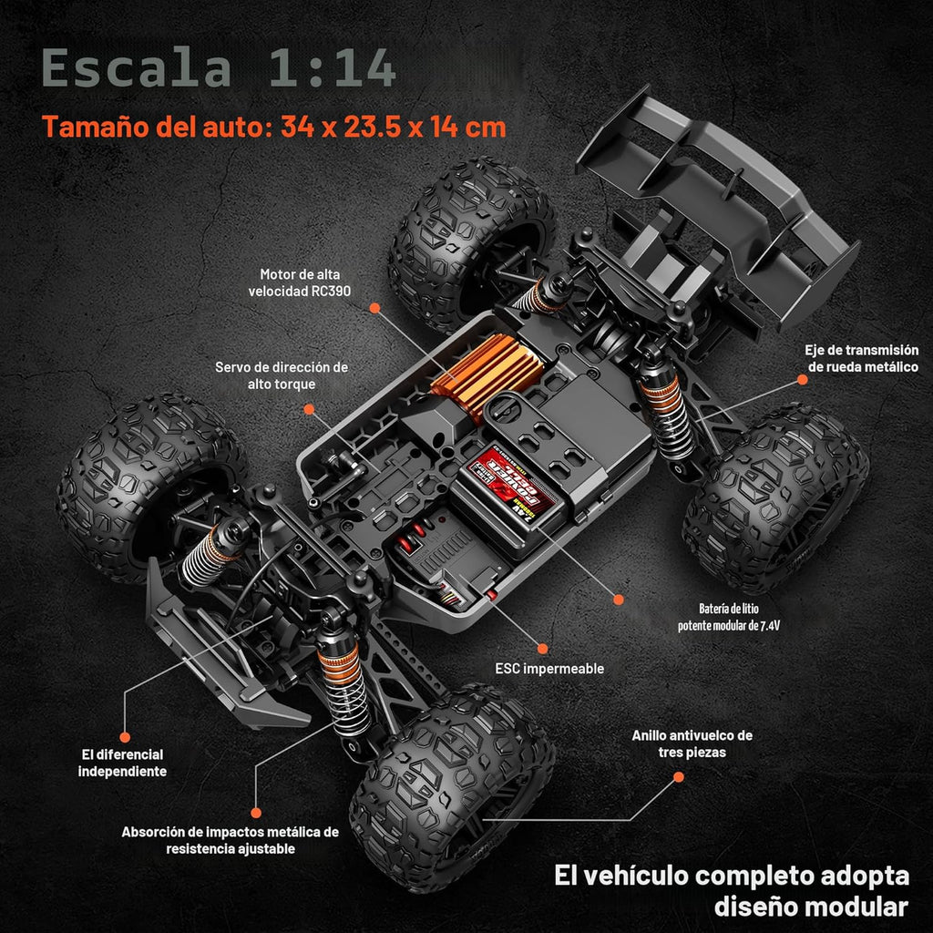 X-TMAGA Vehículos RC Todo Terreno a Escala 1:14 para Adultos y Niños (HS14323), Green2