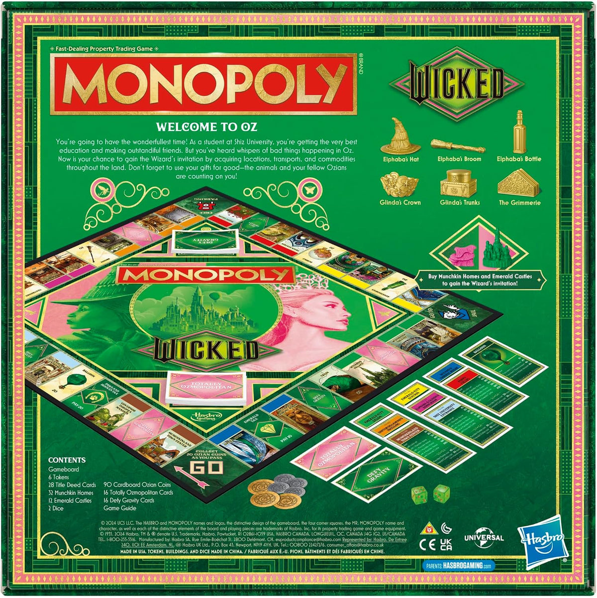 Monopoly Wicked Edition - Juego de mesa | Inspirado en la película | A partir de 8 años | 2 a 6 jugadores | 30 minutos | Juegos familiares para niños, adolescentes y adultos