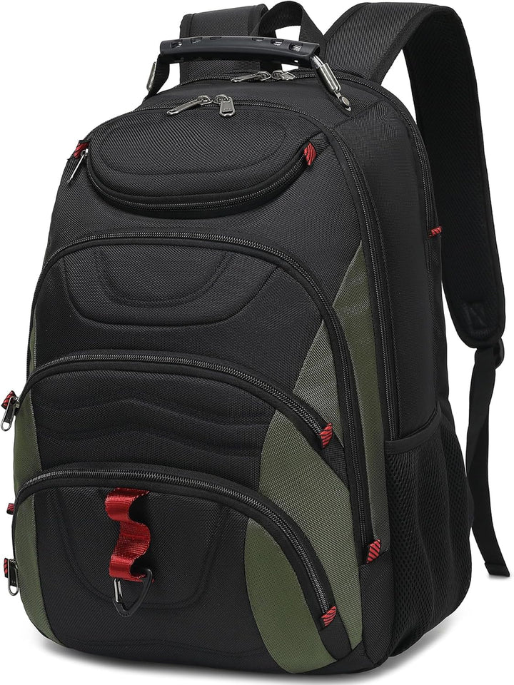 Mochila para laptop Boavan para hombre (Negro, 15.6), negro y verde...
