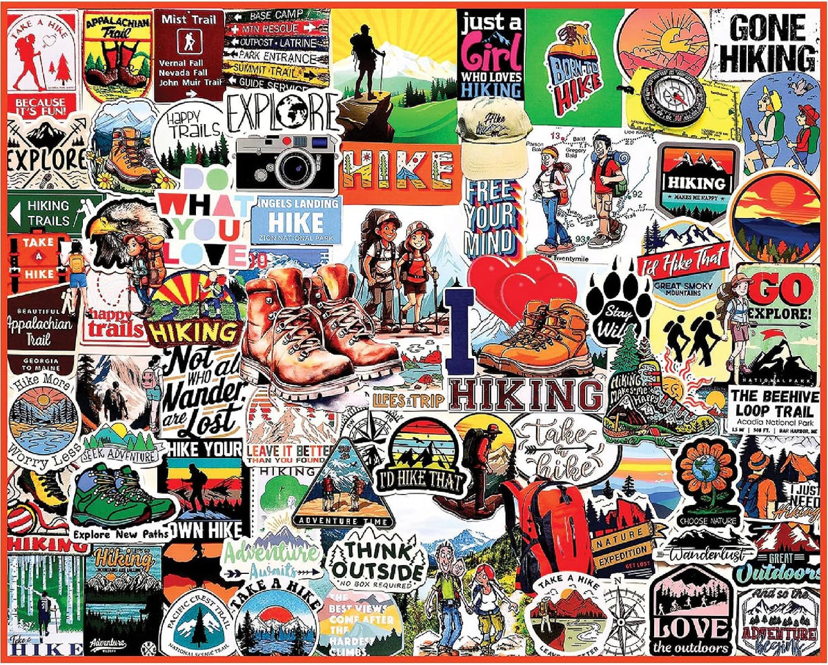 White Mountain Rompecabezas de 1000 piezas para exteriores, collage de naturaleza, con piezas grandes, regalo para adultos y familia, de 24 x 30 pulgadas, I Love Hiking