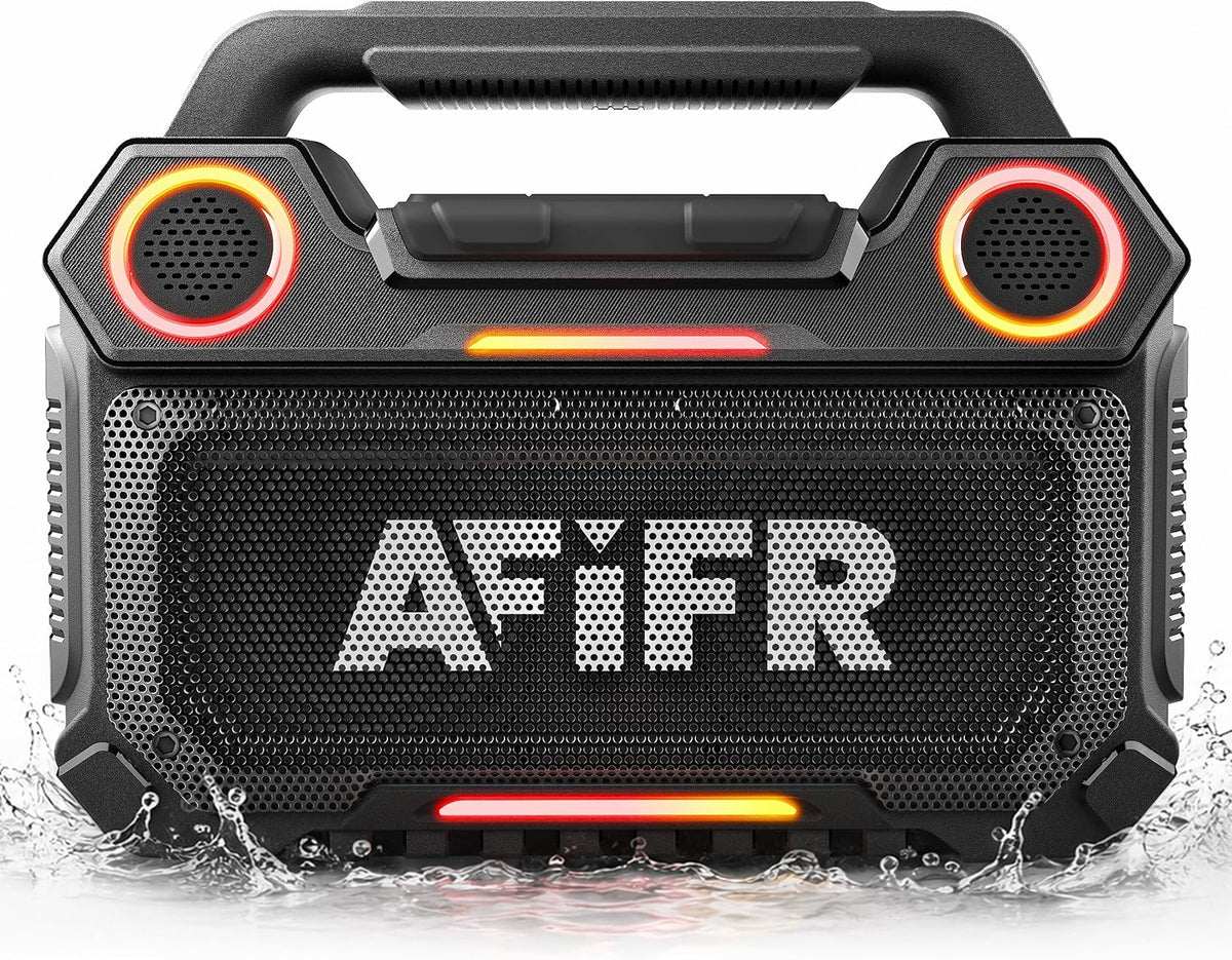Altavoz Bluetooth para exterior, 160W de graves potentes! Resistente, impermeable IP67, 24 horas de reproducción con luces, altavoces portátiles inalámbricos con emparejamiento TWS para