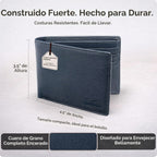 Cartera plegable de cuero para hombre con bloqueo RFID y ventana