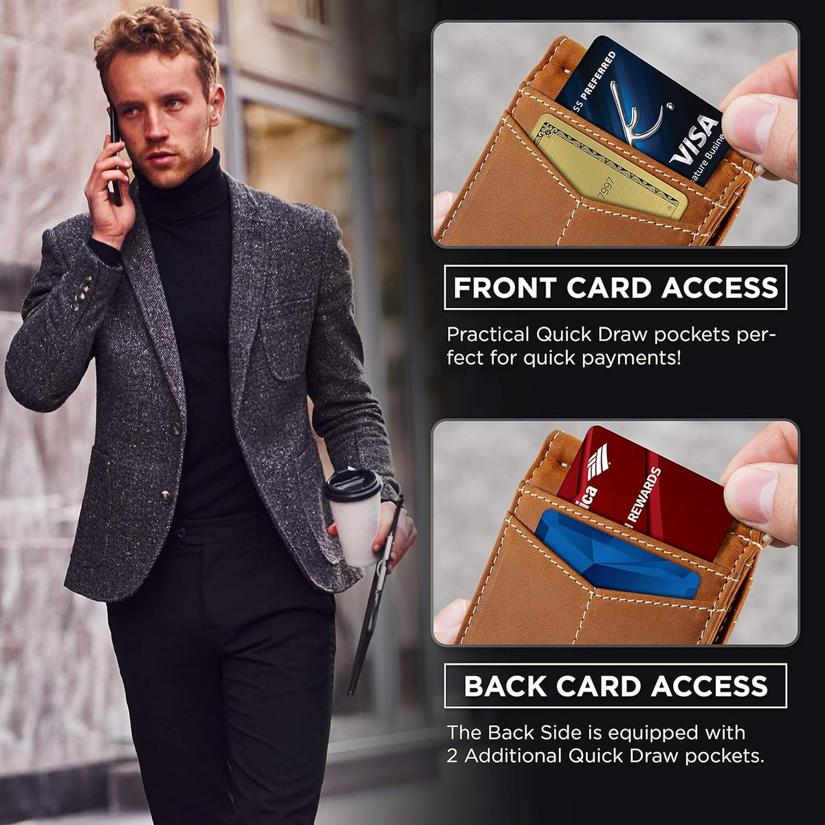 SERMAN BRANDS RFID Blocking Wallet Slim Bifold - Genuine Leather Mi...