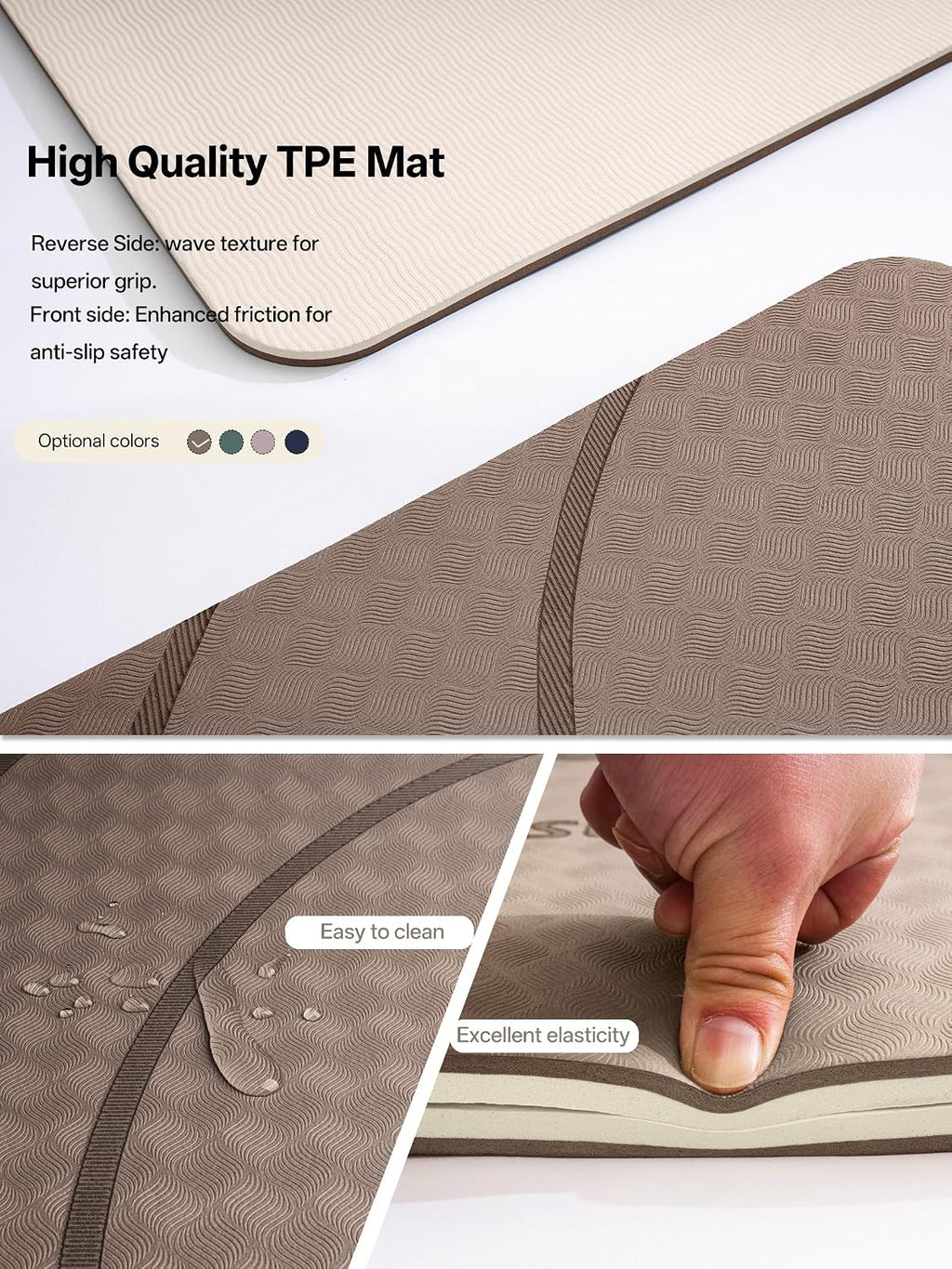EaseUp Esterilla de yoga grande, 73 x 35.5 x 0.4 pies, extra gruesa y ancha, alfombrilla de pilates de 0.394 in, alfombrilla de ejercicio antideslizante, alfombrillas de entrenamiento para gimnasio en