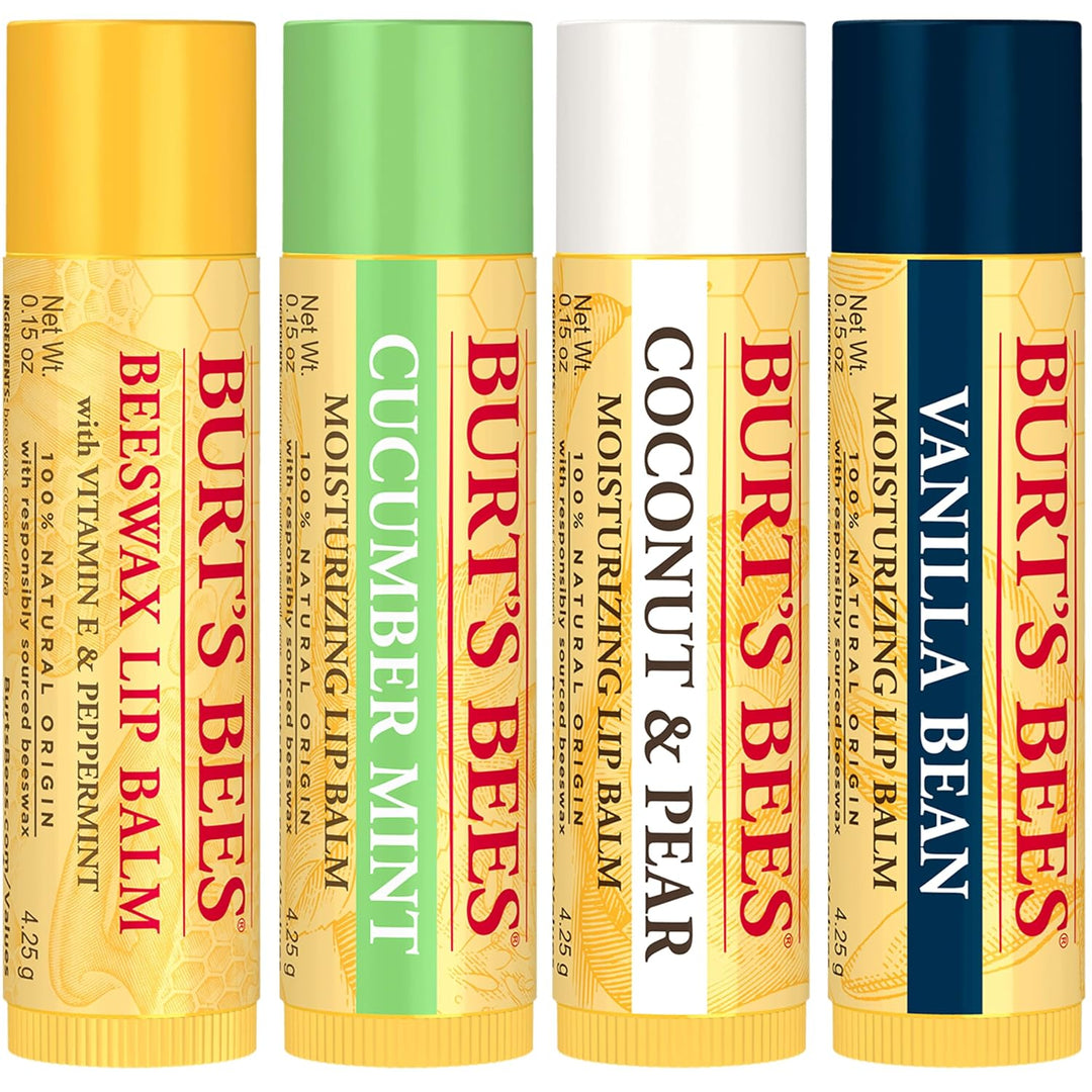 Burt's Bees Bálsamo labial hidratante 100% natural, paquete múl...