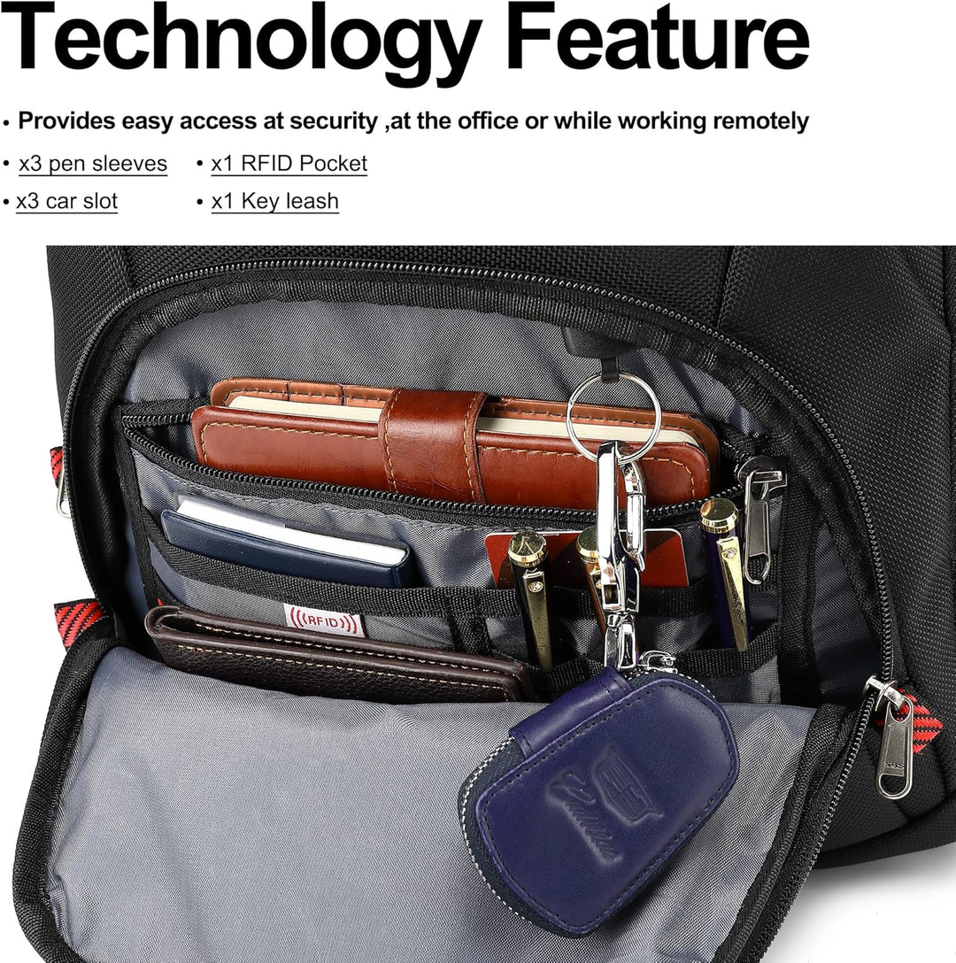Mochila para laptop Boavan para hombre (Negro, 15.6), Negro, Elegante