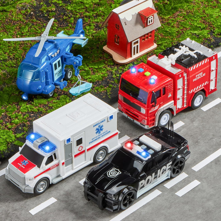 JOYIN 4 paquetes de juguetes de vehículos de emergencia