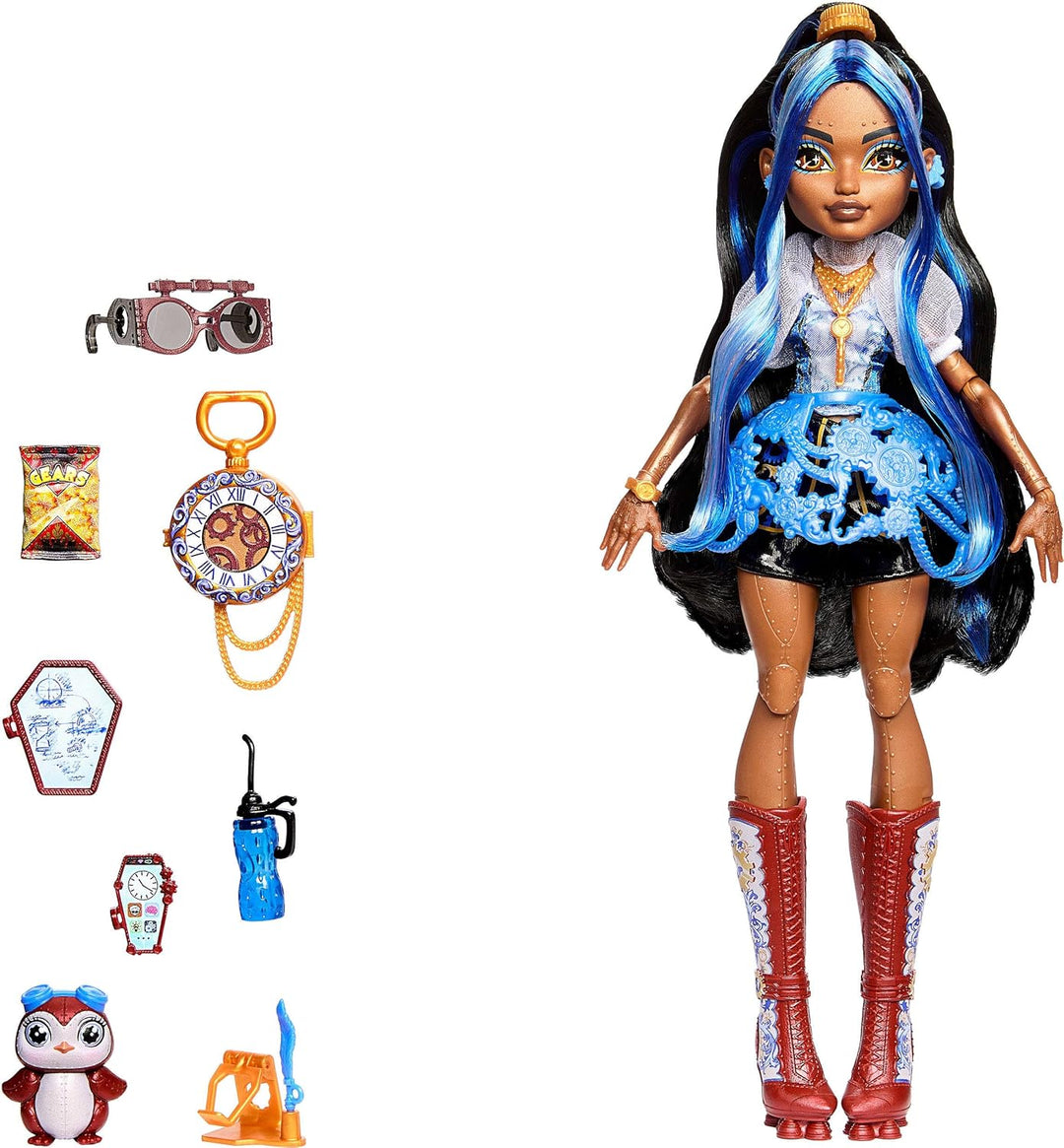 Monster High Muñeca, Robecca Steam en blusa azul y pantalones corto...
