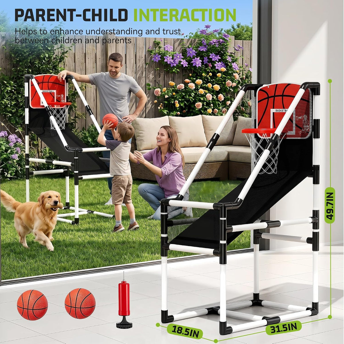 FluSing Juego de aro de baloncesto arcade, aro de baloncesto para niños