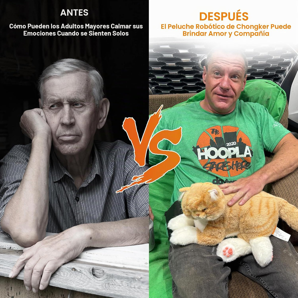 Chongker Animales de peluche de gato robot compañero realista para ancianos