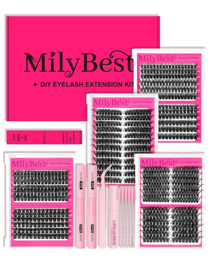 MilyBest Kit de racimos de pestañas de 4 estilos, 864 piezas, kit d...
