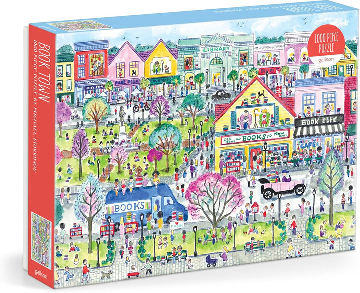 Galison Book Townscape - Rompecabezas de 1000 piezas de Michael Storrings con hermosas ilustraciones de un vecindario temático de libro