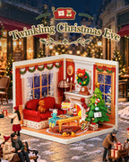 Rolife Super Creador de Navidad, casa en miniatura de plástico, juego de construcción con chimenea y árbol de Navidad, manualidades, pasatiempos, bloques de construcción