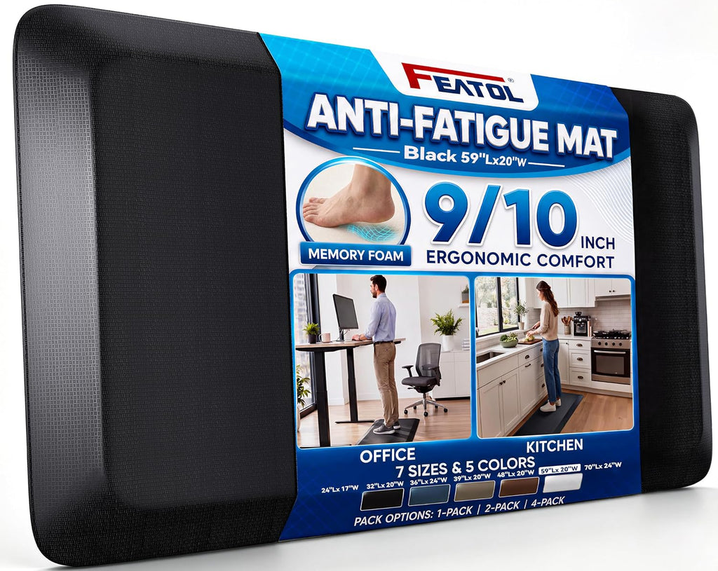 FEATOL Tapete antifatiga para escritorio de pie y suelo de cocina, 9/10