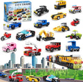 Paquete de 16 bloques de construcción para niños, compatibles con Lego 2 en 1, 710 piezas de kits de construcción de mini ciudad, incluye coche de policía y tren, regalos de juguete de Navidad