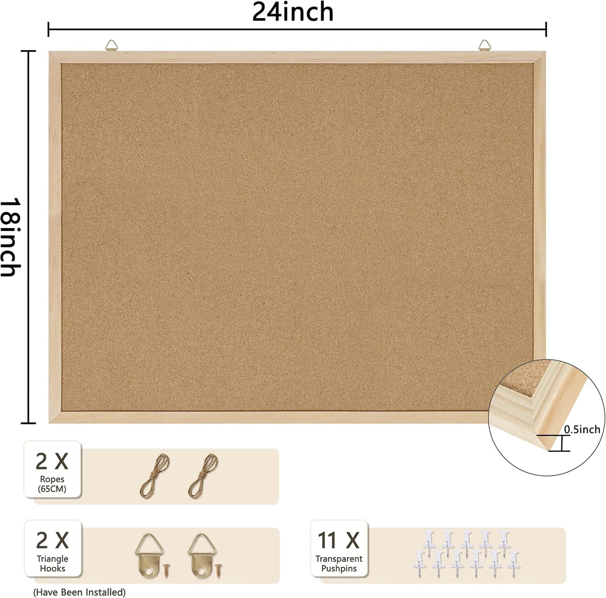DAHAPYBOO Tablero de corcho de 24x18 para oficina con tableros de madera de