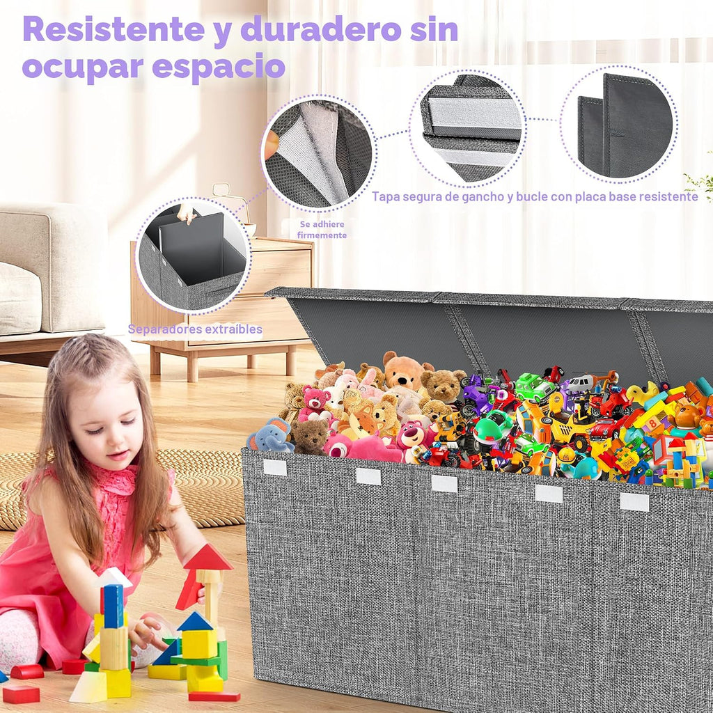 Caja de juguetes Extra Grande con tapas, gran arca de almacenamiento, 40"x14"x16"