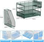 Lámpara gianotter Organizador de escritorio de 4 niveles con cajones, soportes para archivos, bandejas para cartas y soportes para bolígrafos, accesorios de espacio de trabajo para suministros de oficina