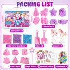 Cubo sensorial de unicornio, kit de arena sensorial de princesa de 28