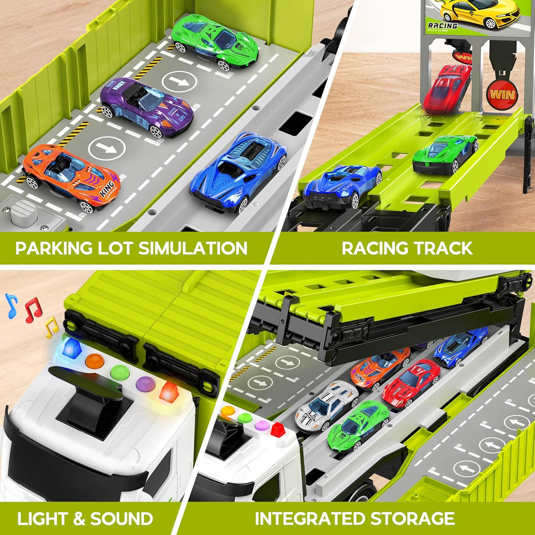 Pista de Carreras de Camión Transportador Juguetes para Niños, Set...