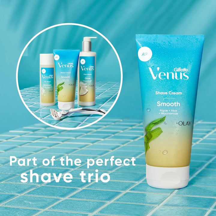 Gillette Venus Smooth plus Olay Crema de afeitar para mujer, 3 unid...