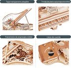 ROKR Rompecabezas de madera 3D para adultos, 223 piezas, kit de modelo de piano a escala 1:20, rompecabezas de construcción, caja de música de madera, regalo único para hombres, mujeres, pasatiempos