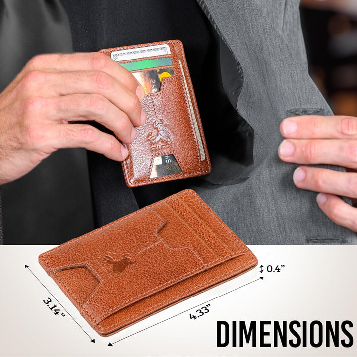 BULL GUARD Cartera delgada de piel con bloqueo RFID para hombre con...