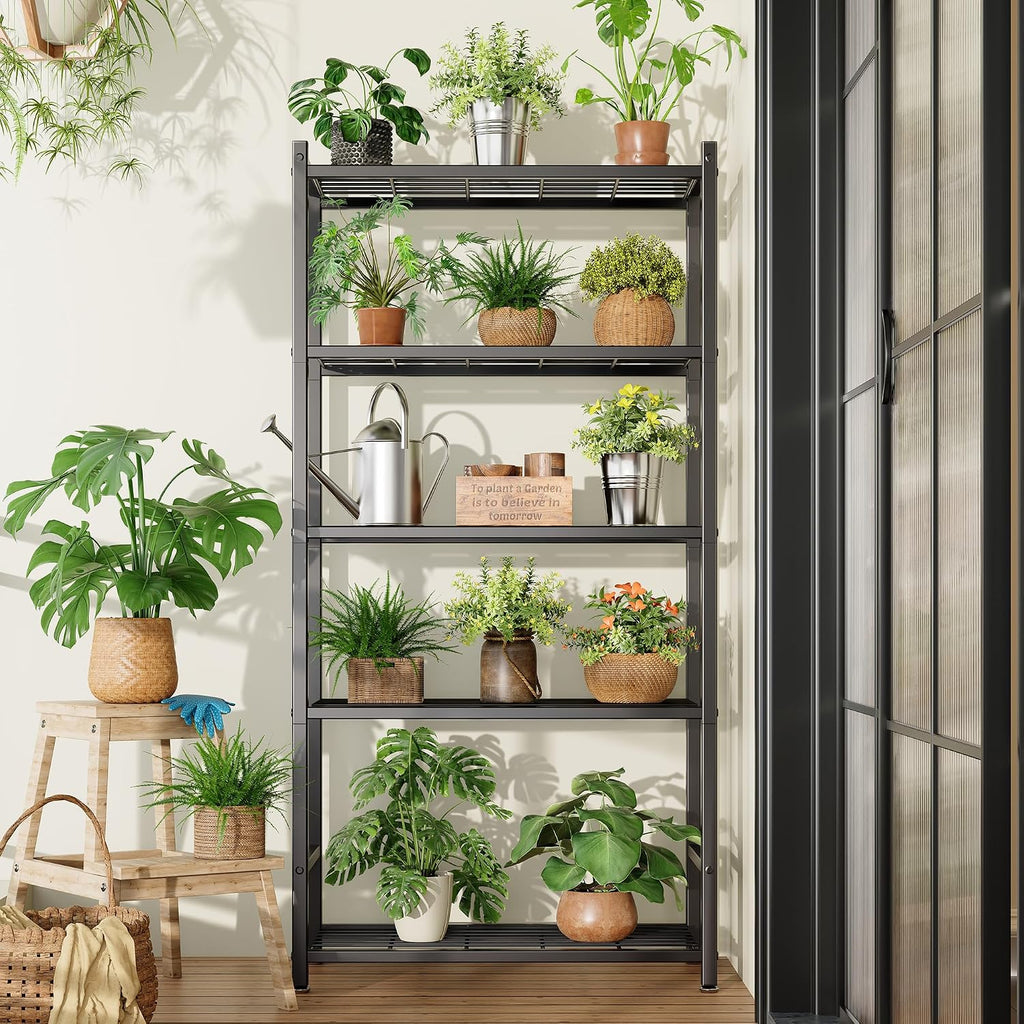 Estantes de almacenamiento, estantería de metal de 5 niveles con 120 libras por estante, pies niveladores, estante de almacenamiento para garaje, cocina, despensa, armario, 24 x 12.2 x 61.1