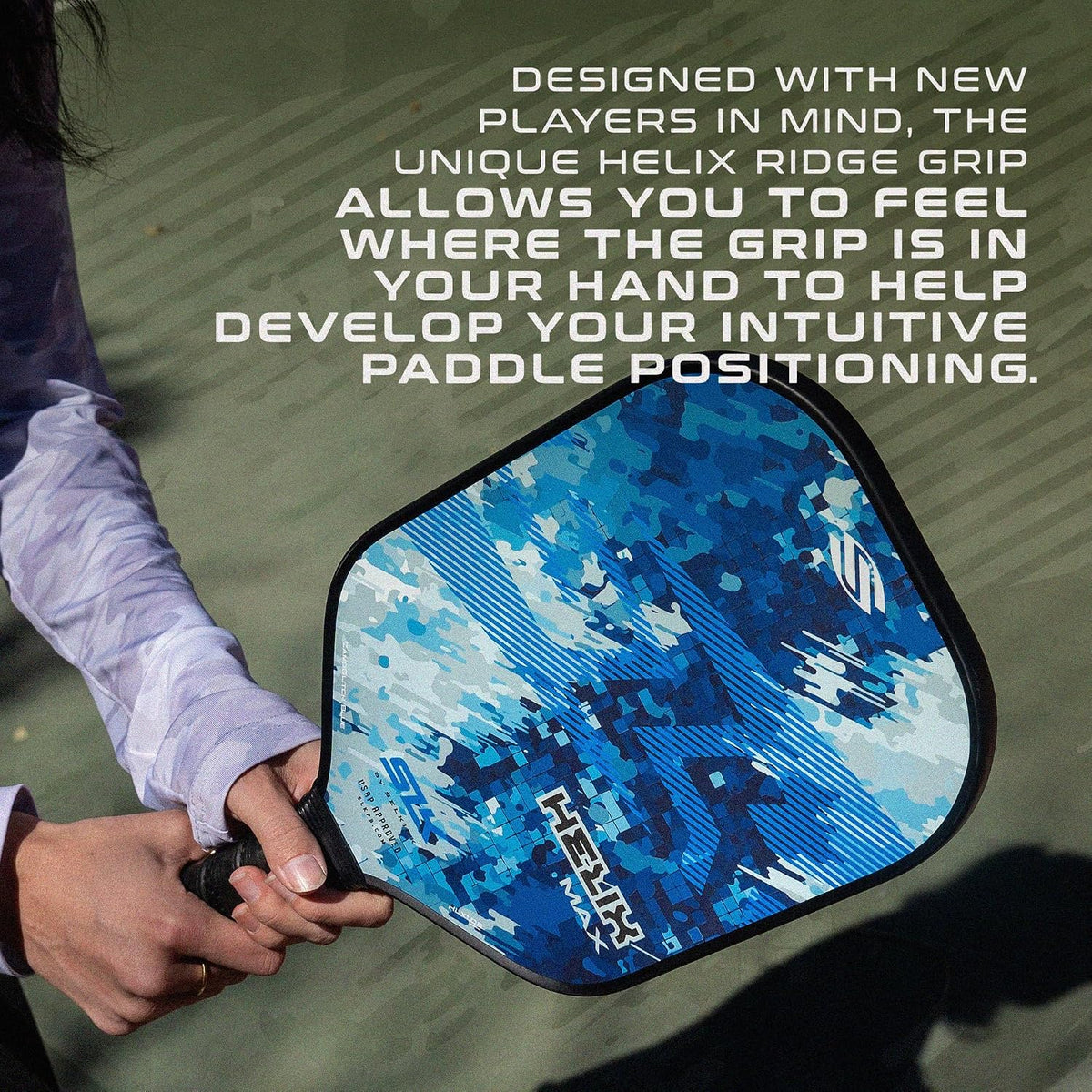 Selkirk Sport SLK Helix Pro Paleta de Pickleball | Paletas de Pickleball de Fibra de Carbono Termoformada con Cara Híbrida de Fibra de Carbono y Fibra de Vidrio | Control Inigualable
