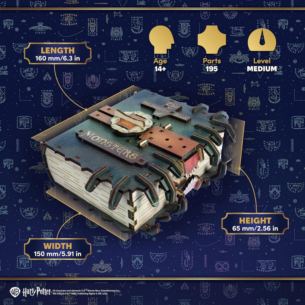 UGEARS Harry Potter El libro de monstruos - Rompecabezas de madera 3D para adultos, kits de modelo mecánico de madera para adultos para construir, kit de manualidades de construcción de bricolaje