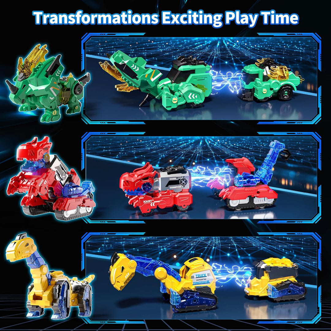 Juego de juguetes de robot transformador de dinosaurios 6