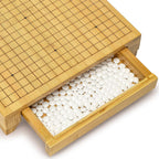 Bamboo Go Juego – Tablero de madera de 12.6 x 12.2 pulgadas con cajones de almacenamiento extraíbles y piedras de melamina convexas dobles – Juego de estrategia Baduk/Weiqi de tamaño completo Yellow Mountain Imports