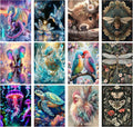 Paquete de 12 kits de arte de diamantes para adultos, animales, kit de pintura de diamantes de 12 x 16 pulgadas