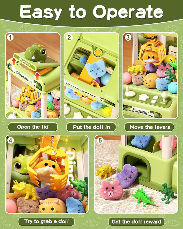 STACTCUTE 32PCS Máquina de Garras de Dinosaurio para Niños, Mini Má...