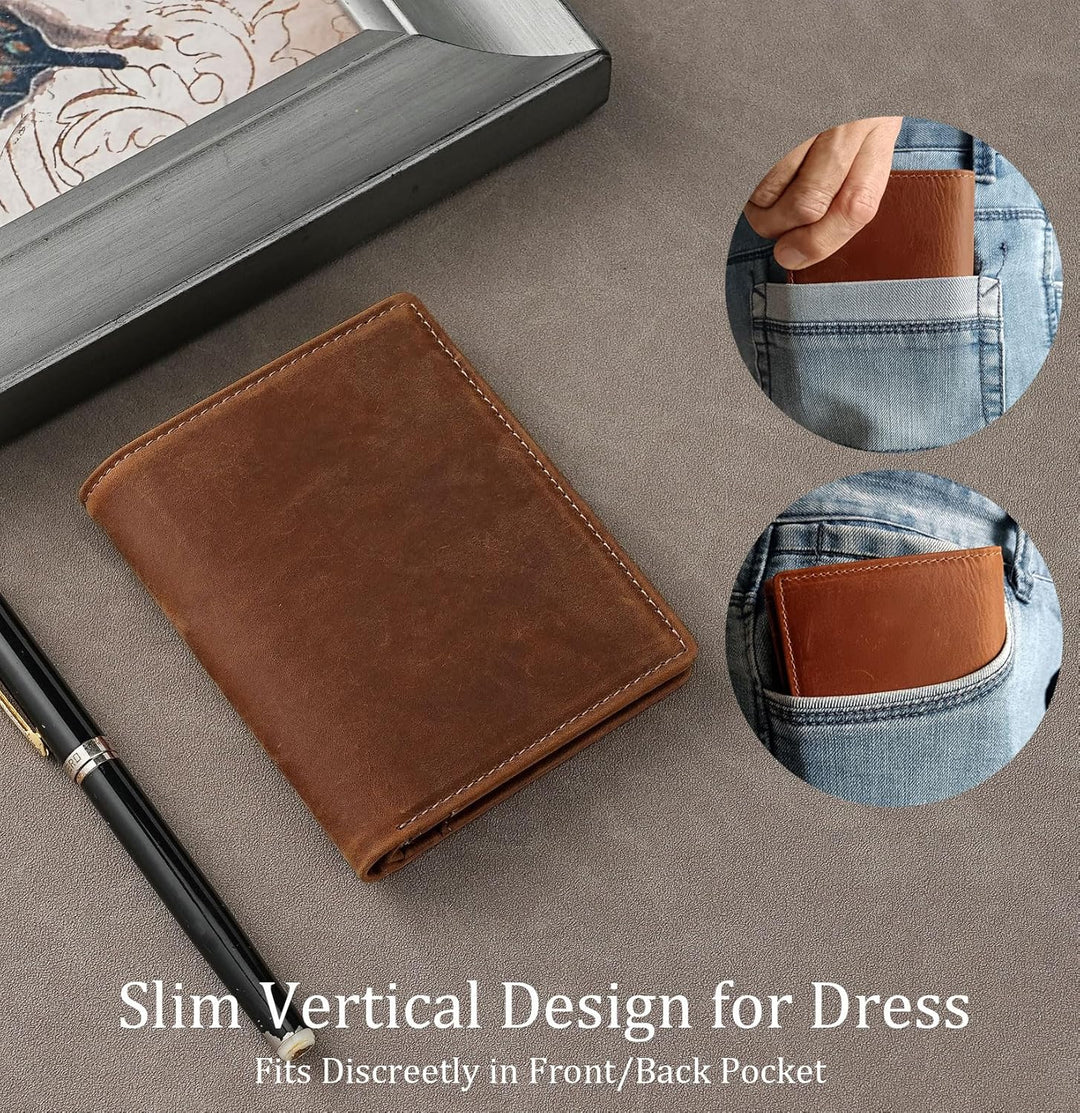 LnxLtw Billetera vertical plegable para hombre, diseño delgado de c...