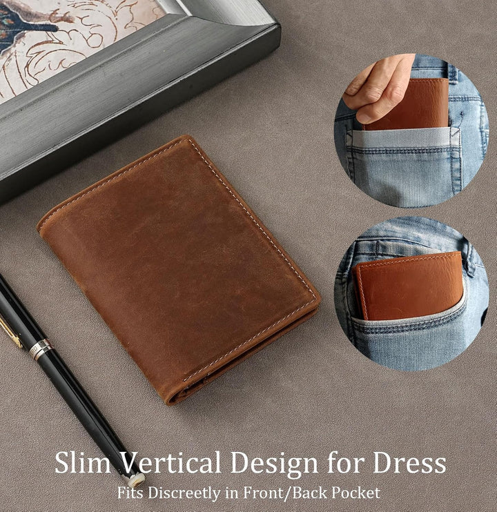LnxLtw Billetera vertical plegable para hombre, diseño delgado de c...