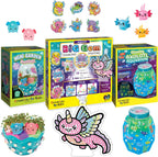 Creativity for Kids Axolotl Craft Bundle - Mini terrario de jardín, acuario brillante y kit de pintura de diamantes con calcomanías y atrapasoles (a partir de 6 años)